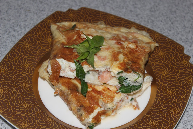 Smoked Salmon Feta and Basil Omelette